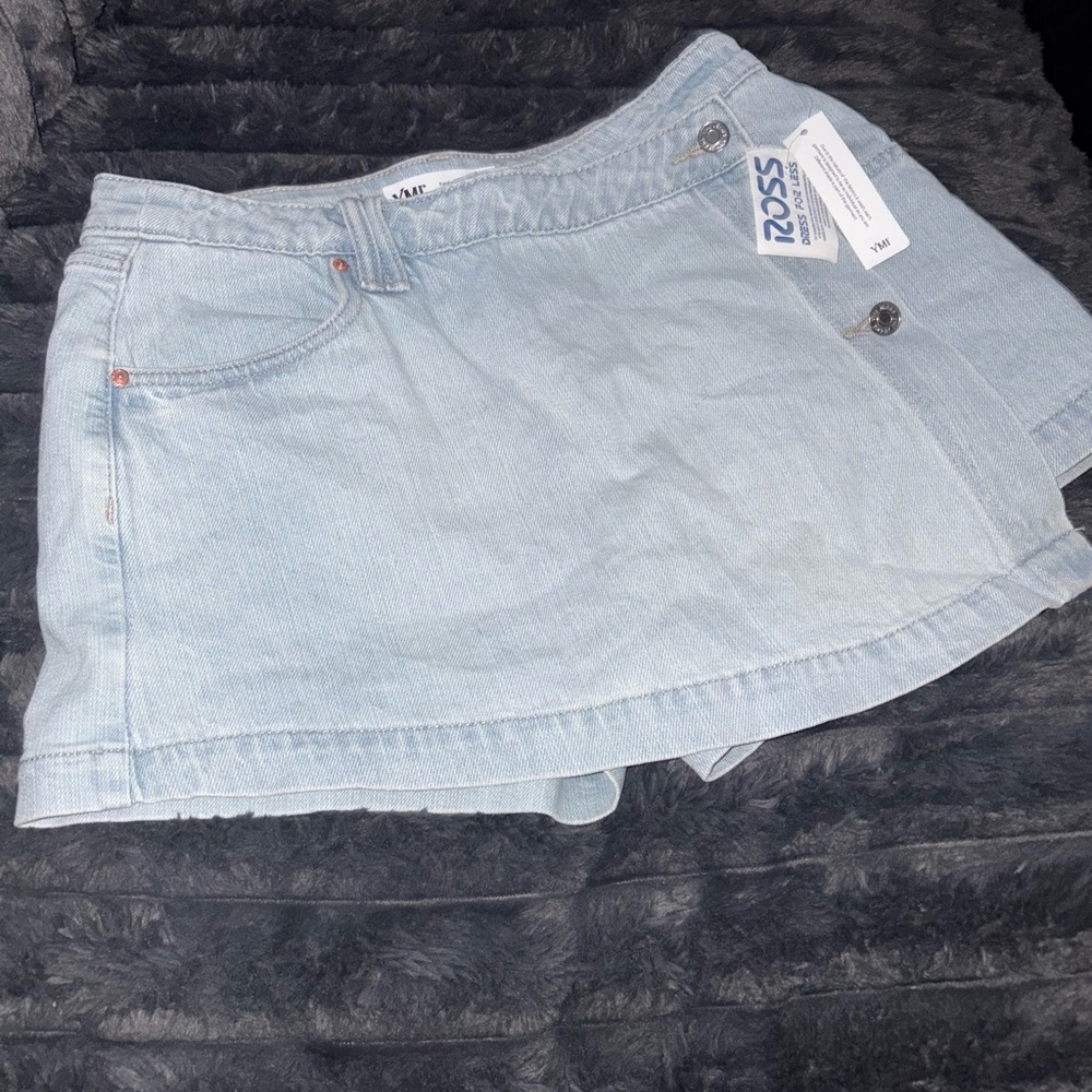 YMI Light Blue A-Line Denim Skort